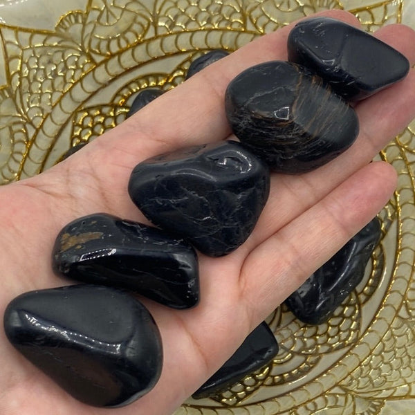 Black Tourmaline Tumblestones - Energetic Protection BD Crystals