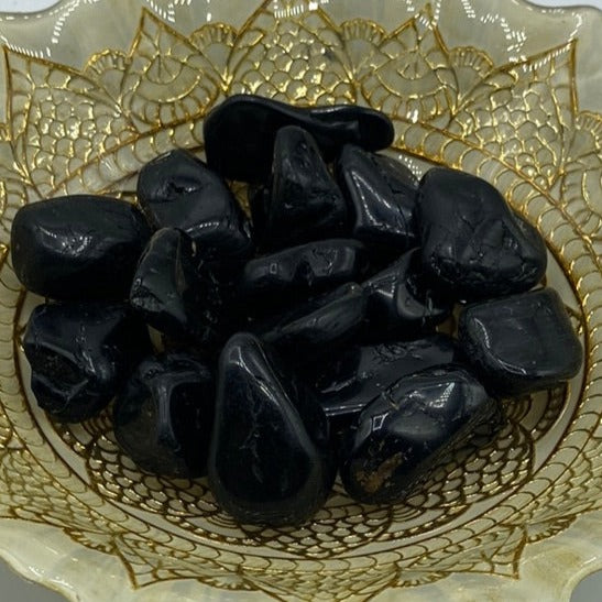 Black Tourmaline Tumblestones - Energetic Protection BD Crystals