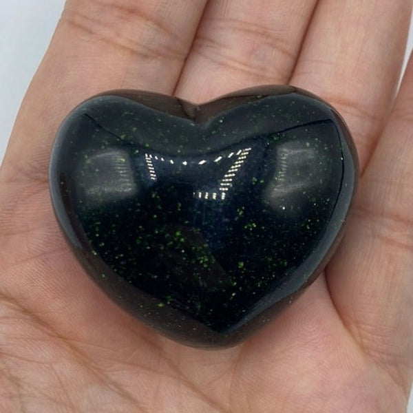 Green Goldstone Heart BD Crystals