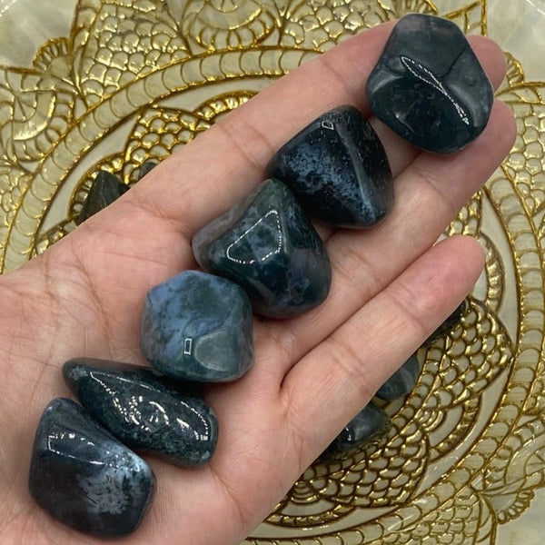 Moss Agate Tumblestones - Optimist & Courage BD Crystals