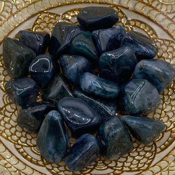 Moss Agate Tumblestones - Optimist & Courage BD Crystals