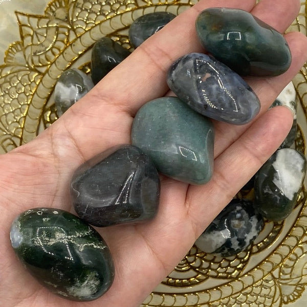 Moss Agate Tumblestones - Optimist & Courage BD Crystals