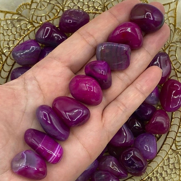 Pink Coloured Agate Tumblestones - Emotional Balance & Love BD Crystals