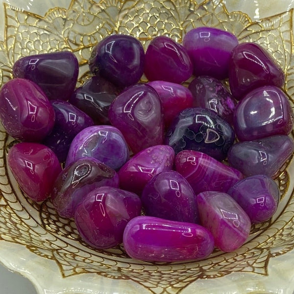 Pink Coloured Agate Tumblestones - Emotional Balance & Love BD Crystals