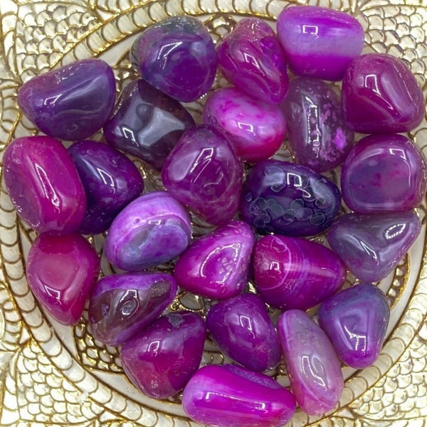 Pink Coloured Agate Tumblestones - Emotional Balance & Love BD Crystals