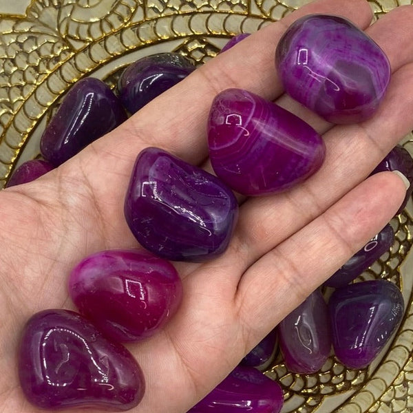 Pink Coloured Agate Tumblestones - Emotional Balance & Love BD Crystals