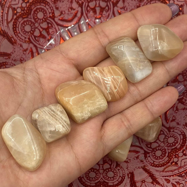 Pink Moonstone Tumblestones - Kindness & Femininity BD Crystals