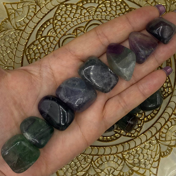 Rainbow Fluorite Tumblestones - Personal Magnetism & Psychic Protection BD Crystals