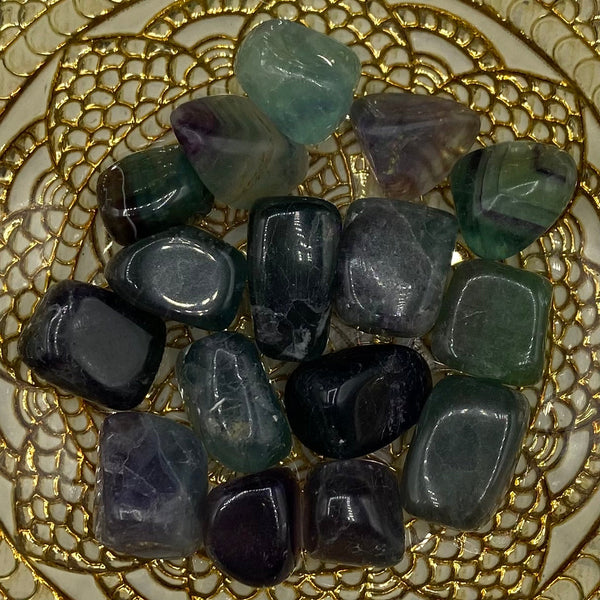 Rainbow Fluorite Tumblestones - Personal Magnetism & Psychic Protection BD Crystals