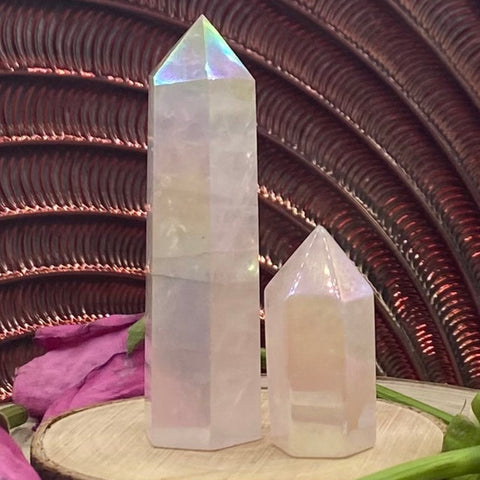 Rose Aura Quartz Polished Point BD Crystals