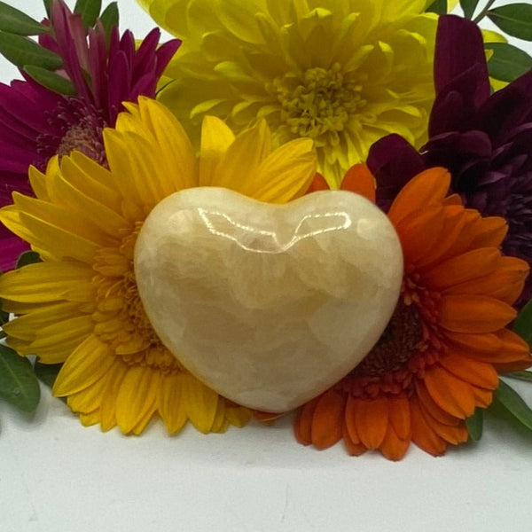 Yellow Calcite Heart - Accomplishments & Purpose BD Crystals