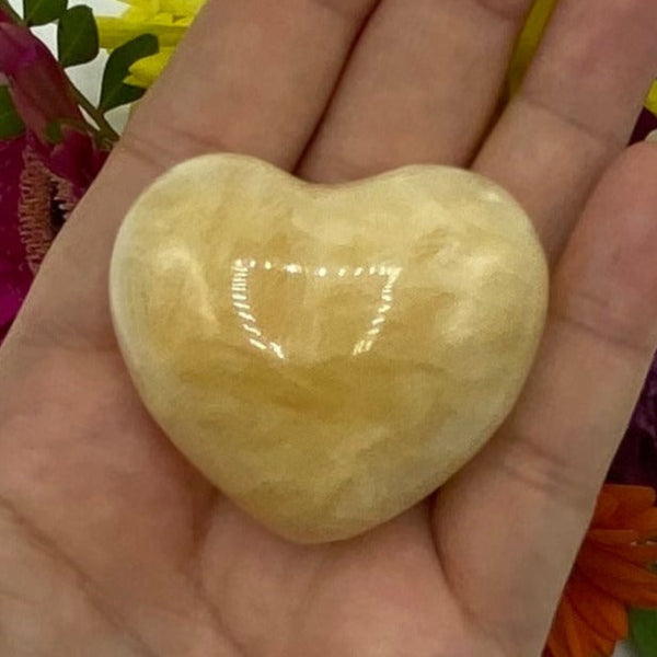 Yellow Calcite Heart - Accomplishments & Purpose BD Crystals