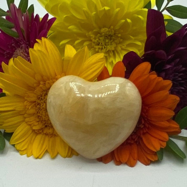 Yellow Calcite Heart - Accomplishments & Purpose BD Crystals