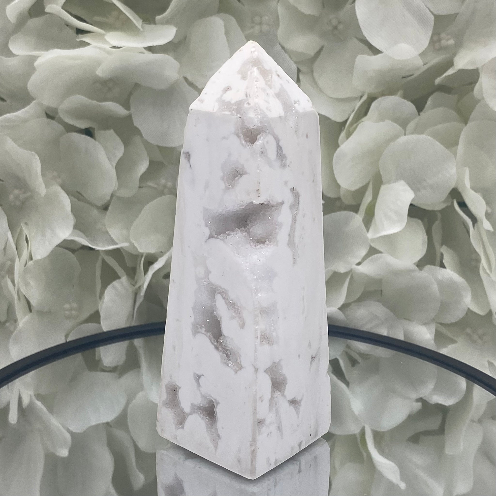 Snow Agate Obelisk - Mental Clarity & Grounding