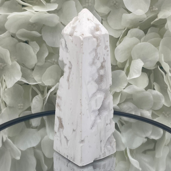 Snow Agate Obelisk - Mental Clarity & Grounding