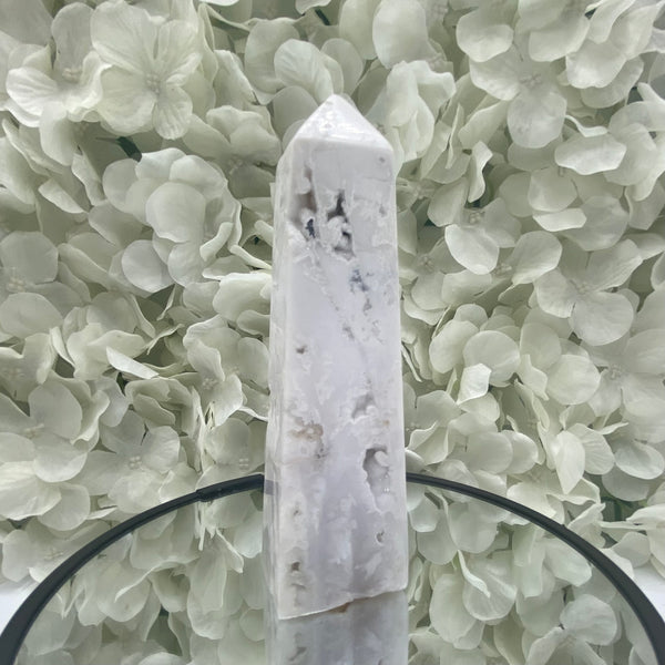 Snow Agate Obelisk - Mental Clarity & Grounding