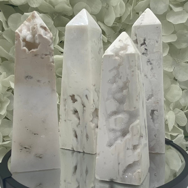 Snow Agate Obelisk - Mental Clarity & Grounding