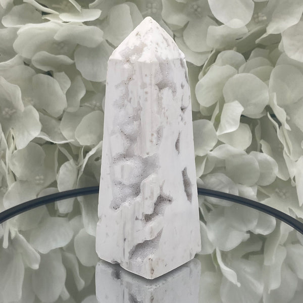 Snow Agate Obelisk - Mental Clarity & Grounding