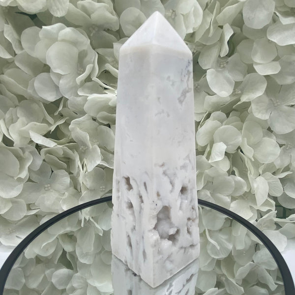 Snow Agate Obelisk - Mental Clarity & Grounding