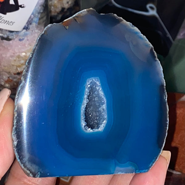 Teal Agate Cut Base Geode